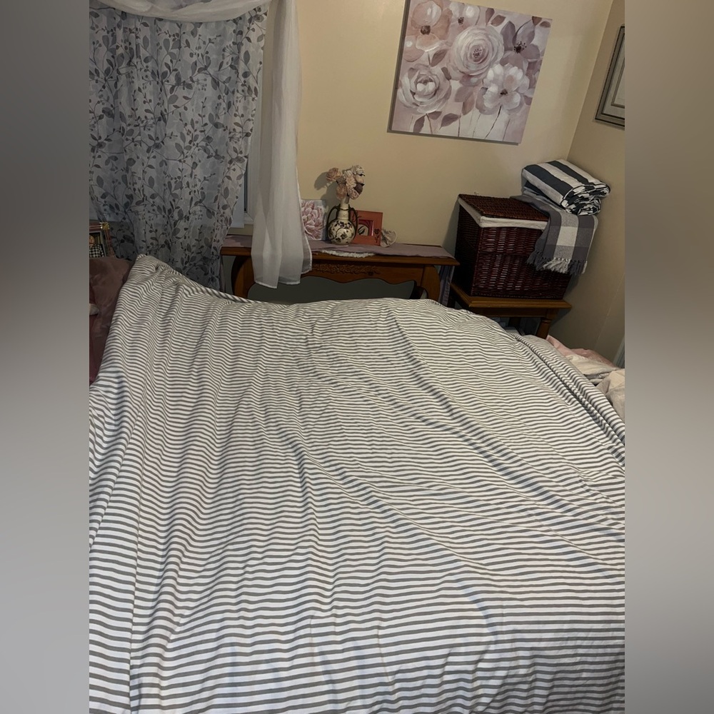 Jellymoni~Striped Gray Cotton Duvet ~ King ~ 100% Cotton - Picture 7 of 9